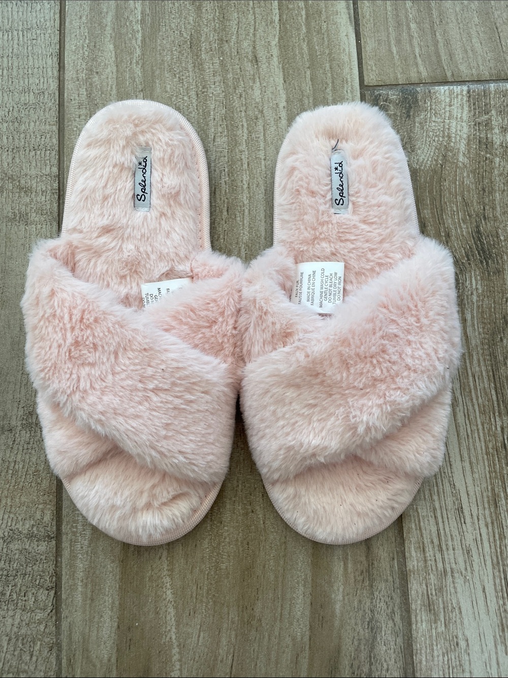 Splendid pink cross strap slippers, size S/M